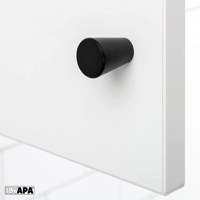 Ilyapa Flat Black Kitchen Cabinet Knobs - Circular Cone Drawer Handles - 25 Pack of Kitchen Cabinet Hardware