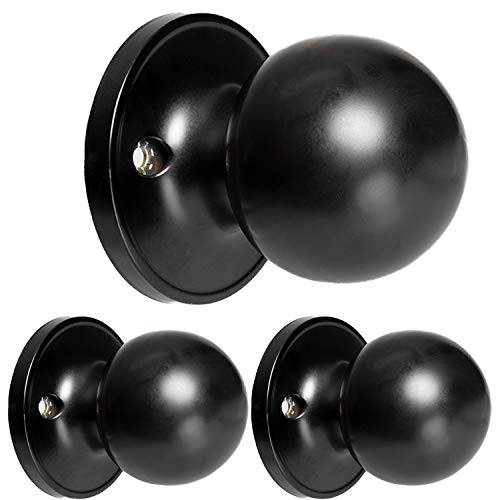 Ilyapa Half Dummy Door Knob - Ball, Matte Black 3 Pack