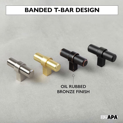 Oil Rubbed Bronze Kitchen Cabinet Knobs, 25 Pack - Contemporary T-Knob Drawer Pull Handle Hardware