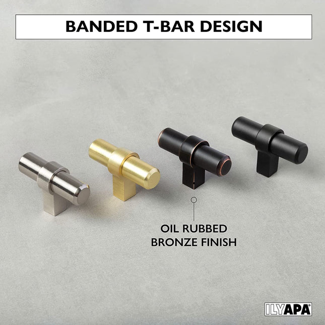Oil Rubbed Bronze Kitchen Cabinet Knobs, 25 Pack - Contemporary T-Knob Drawer Pull Handle Hardware