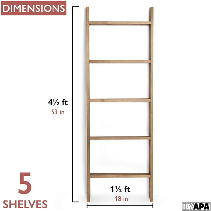 Ilyapa Blanket Ladder for The Living Room - Rustic Decorative Quilt Ladder, Barnwood