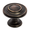 Ilyapa Oil Rubbed Bronze Kitchen Cabinet Knobs - Round Ringed Drawer Handles - 50 Pack of Kitchen Cabinet Hardware
