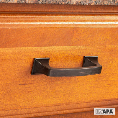 Oil Rubbed Bronze Cabinet Handles - 3 Inch Hole Center Traditional Squared Drawer Pulls - 10 Pack of Kitchen Cabinet Hardware