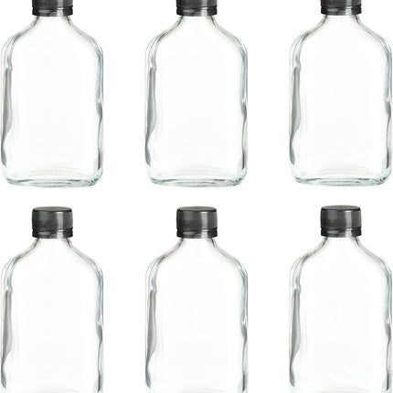 Ilyapa Ilyapa 200 ml Glass Flask Bottle - 6 Pack Liquor Pocket Flask with Plastic Top, Sauce, Oil, Syrup Bottle