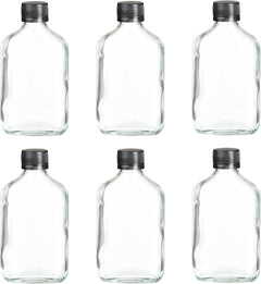 Ilyapa Ilyapa 375 ml Glass Flask Bottle - 6 Pack Liquor Pocket Flask with  Plastic Top, Sauce, Oil, Syrup Bottle