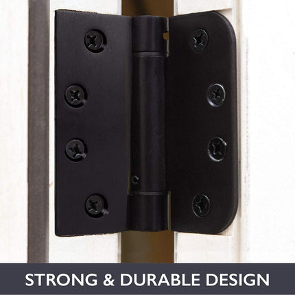 2 Pack of Self Closing Door Hinges Oil Rubbed Bronze - 4 x 4 Inch Interior Hinges for Doors with Square Corners 5/8" Radius