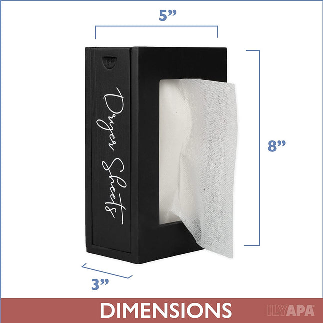 Ilyapa Dryer Sheet Dispenser-Black Magnetic Dryer Sheet Storage for Laundry