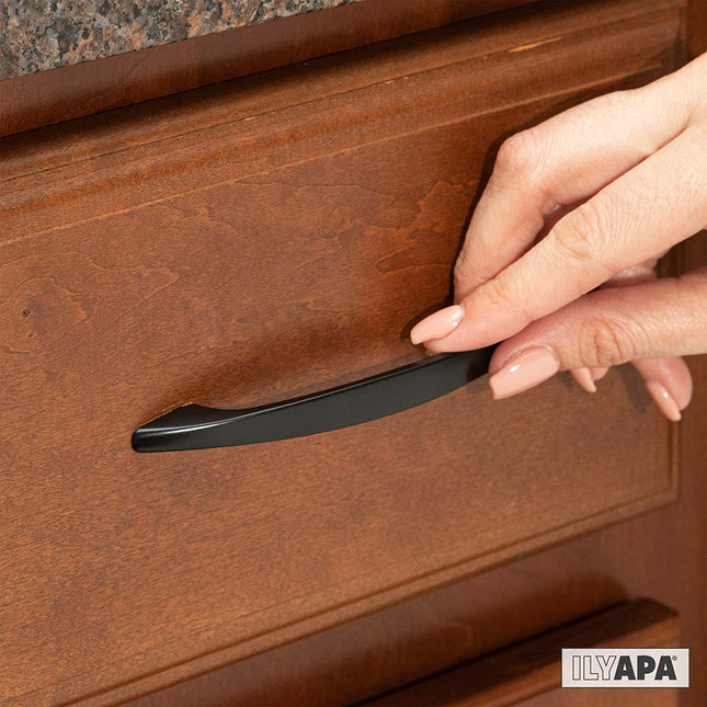 Black Kitchen Cabinet Pull Handles - 3.75 Inch Hole Center Hole Center Handle Pulls - 25 Pack of Kitchen Cabinet Hardware