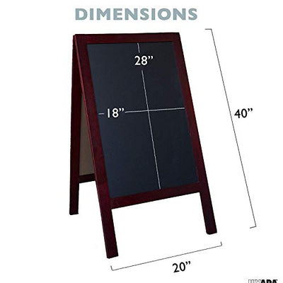 Wooden A-Frame Sign with Eraser & Chalk - 40 x 20 Inches Magnetic Sidewalk Chalkboard - Sturdy Freestanding Stained Wood Sandwich Board Menu Display for Restaurant, Business or Wedding