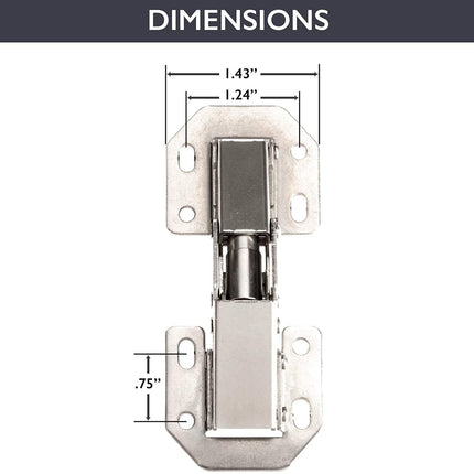 Self Closing Cabinet Hinges Satin Nickel, 2 Pack - Surface Mount Hidden Spring Kitchen Cabinet Door Hinge Hardware