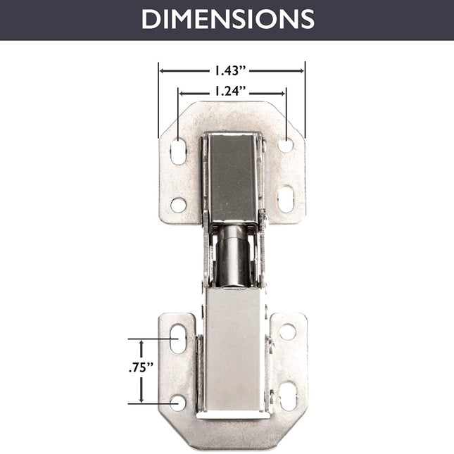 Self Closing Cabinet Hinges Satin Nickel, 2 Pack - Surface Mount Hidden Spring Kitchen Cabinet Door Hinge Hardware