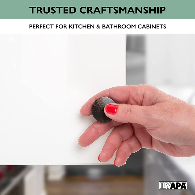 Ilyapa Oil Rubbed Bronze Kitchen Cabinet Knobs - Round Drawer Handles - 10 Pack of Kitchen Cabinet Hardware