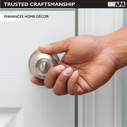 Ilyapa Privacy Door Knob for Bed/Bath - Ball, Satin Nickel Interior Keyless Turn Thumb Locking Round Door Handle, Satin Nickel, 6 Pack