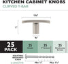 Satin Nickel Kitchen Cabinet Knobs, 25 Pack-Curved T-Knob Drawer Pull Handle