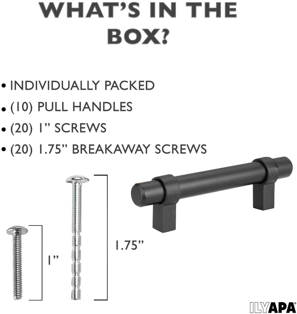 Black Kitchen Pulls 3 Inch Hole Center Bar 10 Pack of Kitc