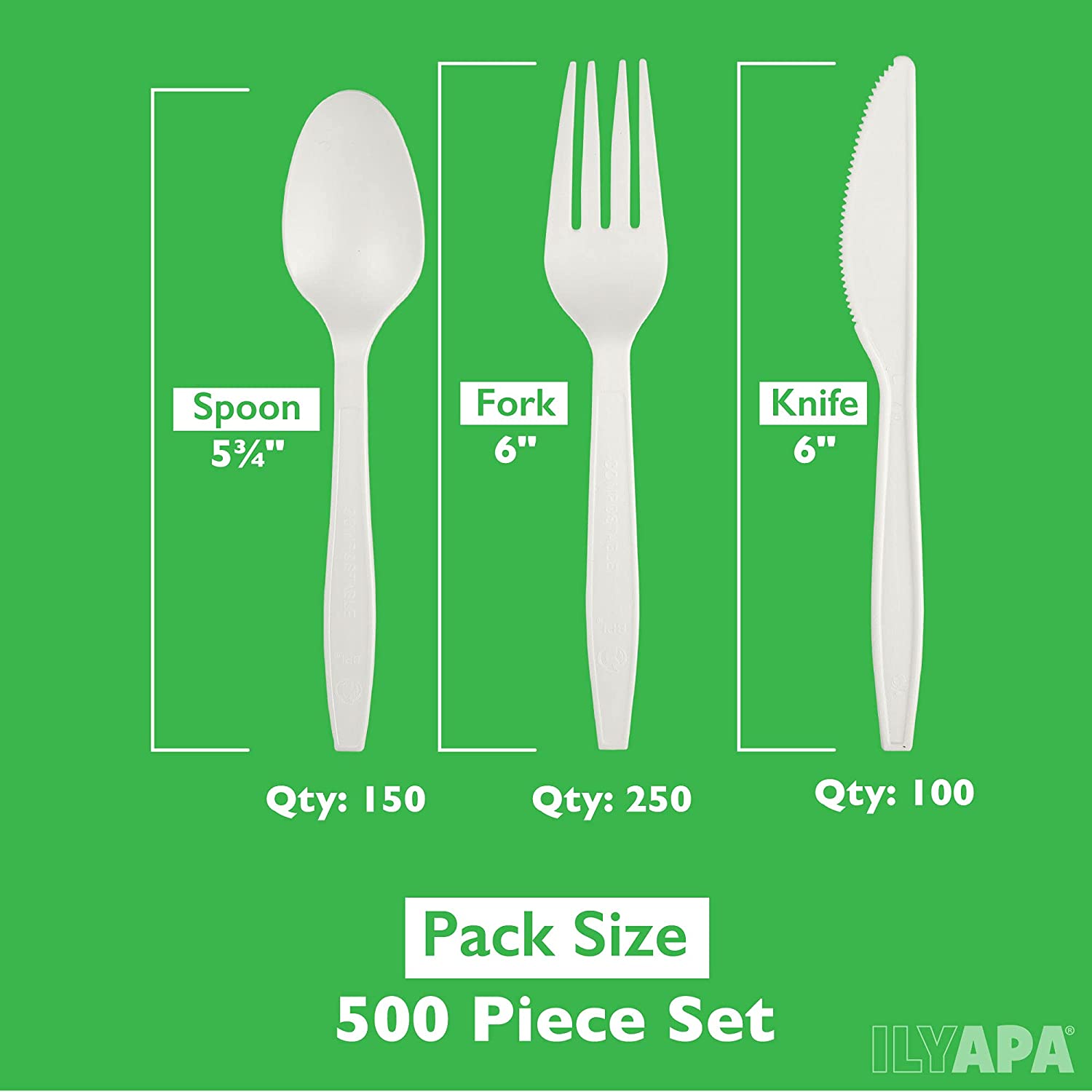 250 Piece Compostable Paper Plates Set with Extra Long Utensils