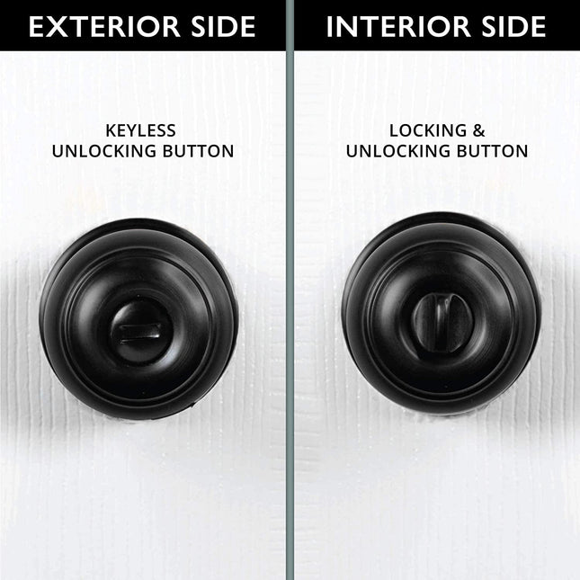 Interior Privacy Door Knob - Keyless Locking Door Handles for Bedroom and Bathroom - Improved Matte Black Finish - (10 Pack)
