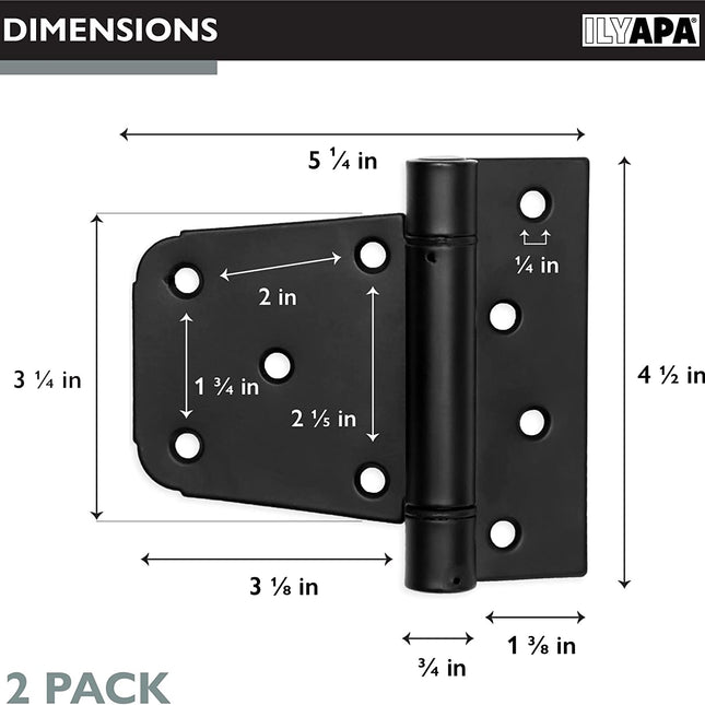 Heavy Duty Shed Door Hinges, 2 Pack - Black Square for Gate, Barn or Storage Shed
