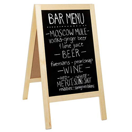 Wooden A-Frame Sign with Eraser & Chalk - 40 x 20 Inches Magnetic Sidewalk Chalkboard - Sturdy Freestanding DIY Sandwich Board Menu Display for Restaurant, Business Or Wedding