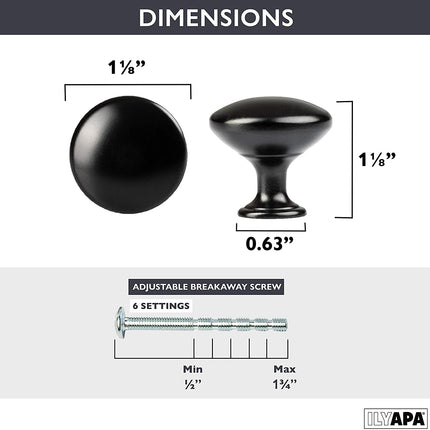 Black Kitchen Cabinet Knobs - Round Drawer Handles - 25 Pack of Kitchen Cabinet Hardware