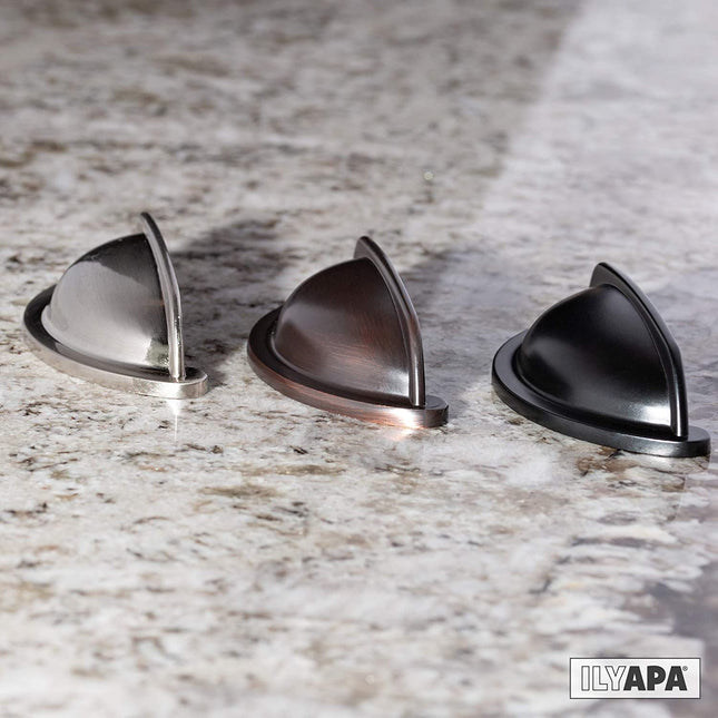 Ilyapa Antique Iron Kitchen Cabinet Pulls - 3 Inch Hole Center Bin Cup - 5 Pack