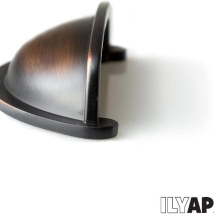 Oil Rubbed Bronze Kitchen Cabinet Pulls - 3 Inch Hole Center Bin Cup Drawer Handles - 5 Pack of Kitchen Cabinet Hardware
