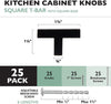 Black Kitchen Cabinet Knobs, 25 Pack - Modern Square T-Knob Drawer Pull Handle Hardware