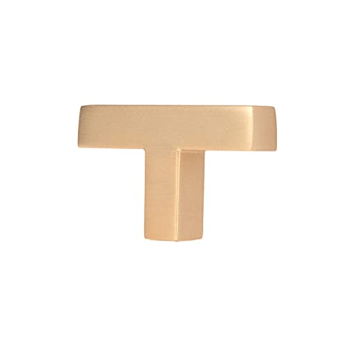 Brushed Gold Cabinet Knobs, 25 Pack - Modern Square T-Knob Drawer Pull Handle Hardware