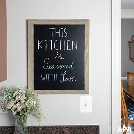 Ilyapa Rustic Wooden Magnetic Kitchen Chalkboard Sign - 18x22 Inch Graywash Framed Hanging Chalk Board for Farmhouse Decor, Wedding, Restaurant & Home