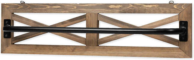 Rustic Towel Bar for Bathroom, 24x6 Inches - Wall Mounted Towel Rack with Barnwood & Black Metal Bar, Farmhouse Decor