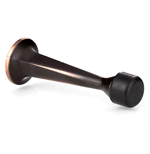 10 Pack of Door Stops Oil Rubbed Bronze - 3 1/4 Inch Heavy Duty Door Stop with Rubber Bumper