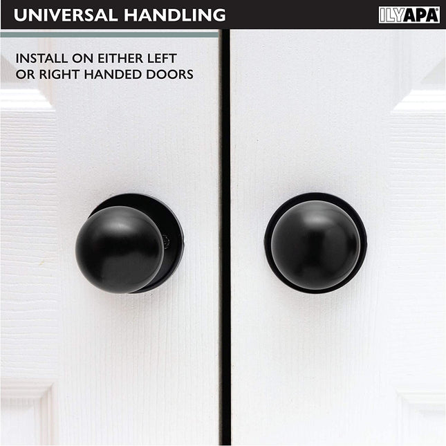 Ilyapa Half Dummy Door Knob - Ball, Matte Black 3 Pack