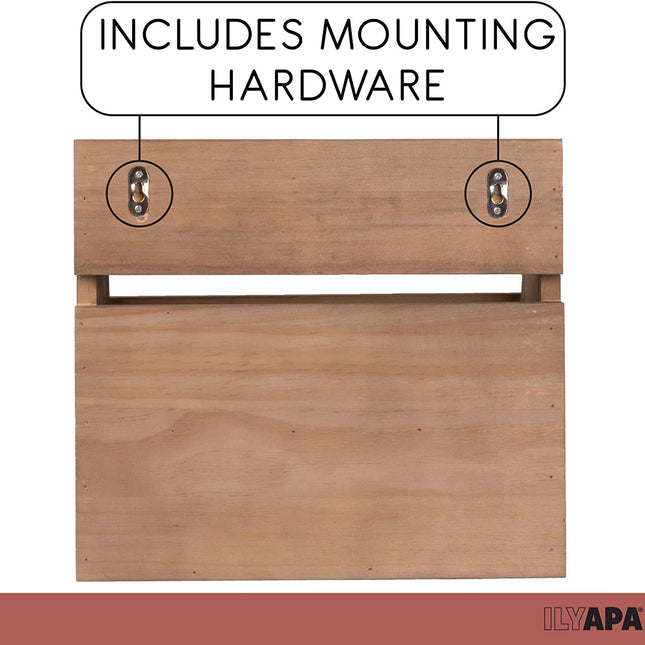 Ilyapa Rustic Wooden Key and Mail Holder with Shelf - Wall Mounted