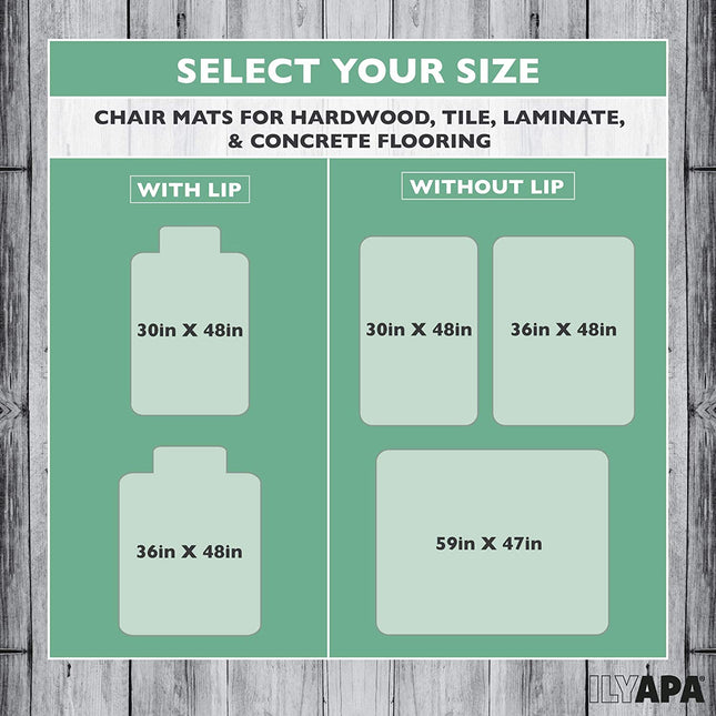 Ilyapa Large, Heavy Duty Office Chair Mat, 47 x 59 Inches - Clear, Durable PVC Chair Mat for Hardwood Floors - Protective Floor Mat for Office, Computer Desk Chair Mat