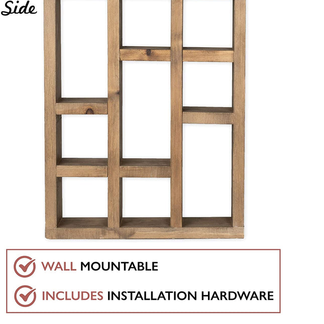 Ilyapa Knick Knack Shelf, Barnwood - Wall Mount or Freestanding Organizer Stand for Oils, Coffee Mugs, Crystals, Rocks, Curios & More