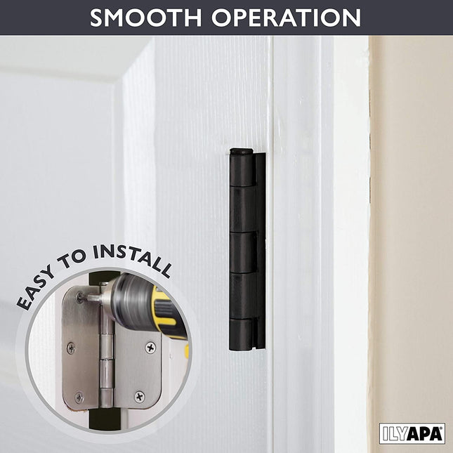 Ilyapa 48 Pack of Door Hinges Oil Rubbed Bronze-3.5 x 3.5" Interior-5/8" Corners