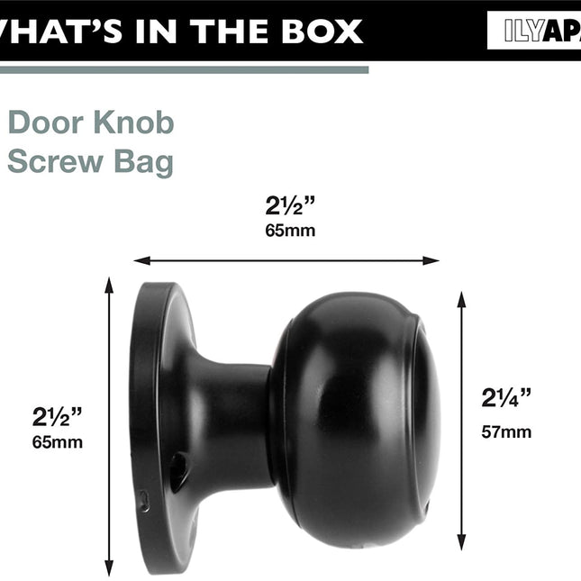 Decorative Non-Turning Dummy Door Knob Handle - Matte Black Finish