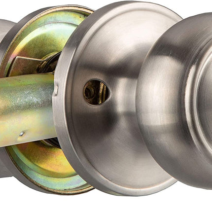 Interior Passage Door Knob - Keyless Hall and Closet Lockset - Satin Nickel Finish
