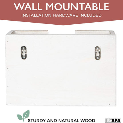 Wood Paper Towel Dispenser - Rustic Farmhouse White Wooden Multifold Hand Towel Holder