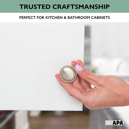 Ilyapa Satin Nickel Kitchen Cabinet Knobs - Round Braided Drawer Handles - 25 Pack of Kitchen Cabinet Hardware