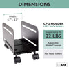 PC Computer Tower Stand with Wheels - Mobile CPU Holder Cart for Desktop
