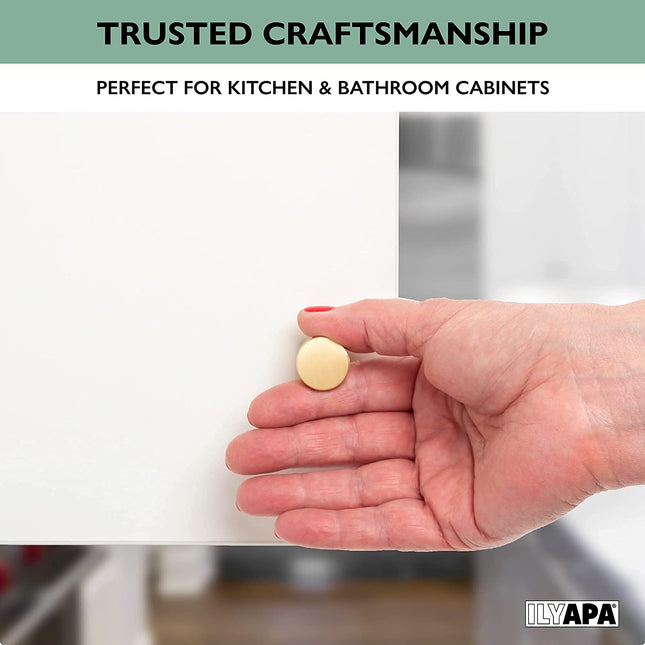 Ilyapa Brushed Gold Kitchen Cabinet Knobs - Minimalist Cylindrical Whistle Knob Handles - 10 Pack of Kitchen Cabinet Hardware